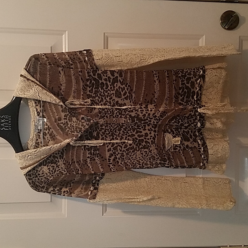 Animal Print Metallic Hoodie Top-NWOT